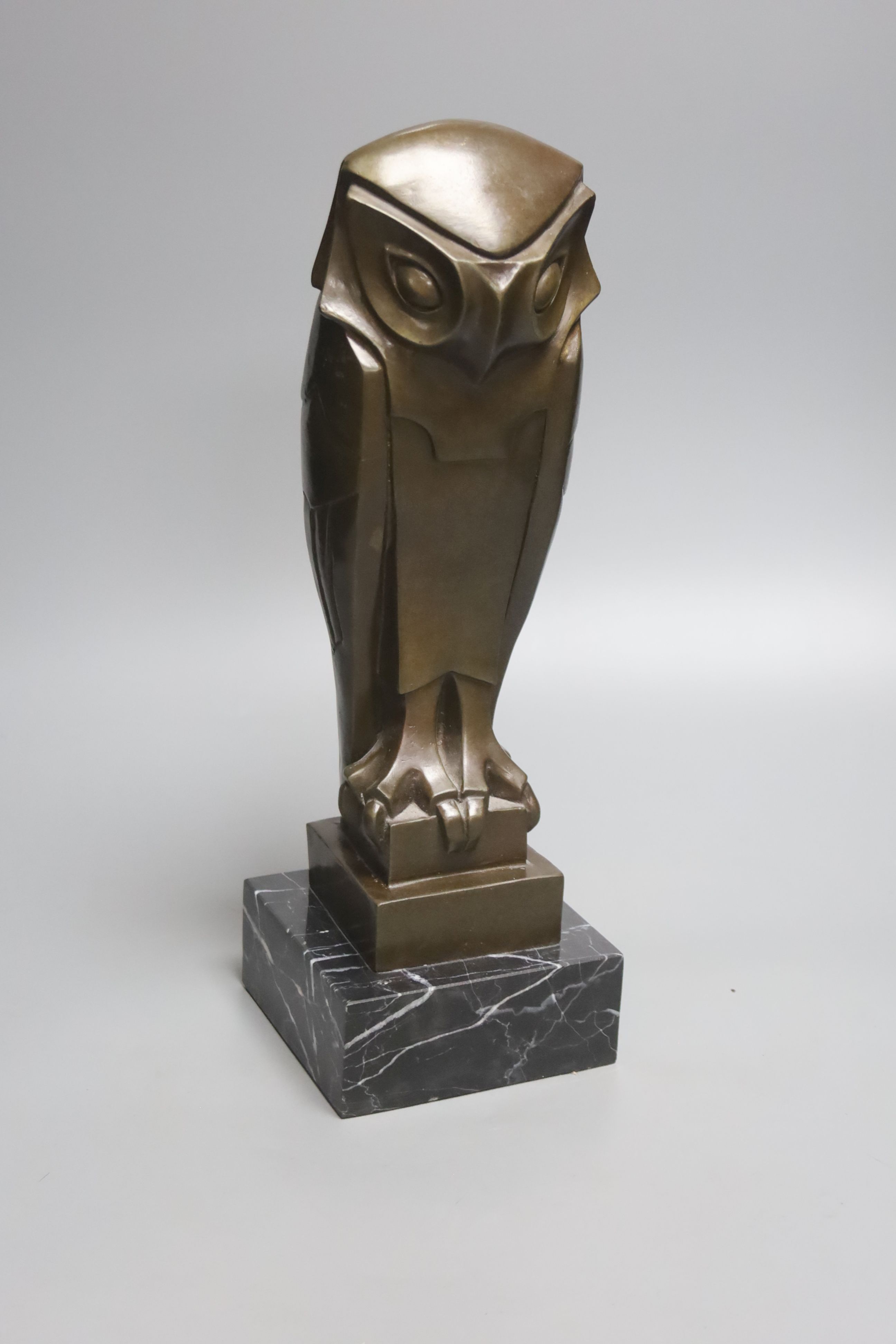 An Art Deco style bronze 'owl' finial, by repute from Grand Central Station New York after refurbishment